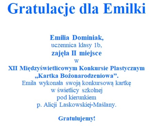 nagroda emilka kl 1b 2022